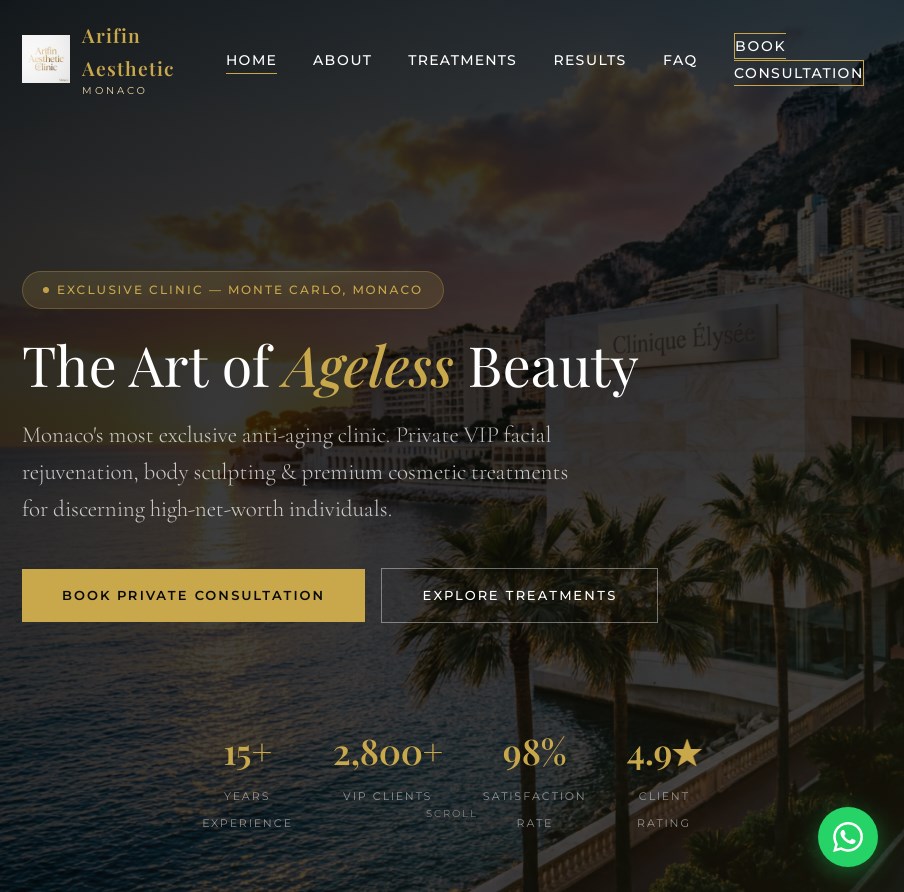 landing page for beauty spa