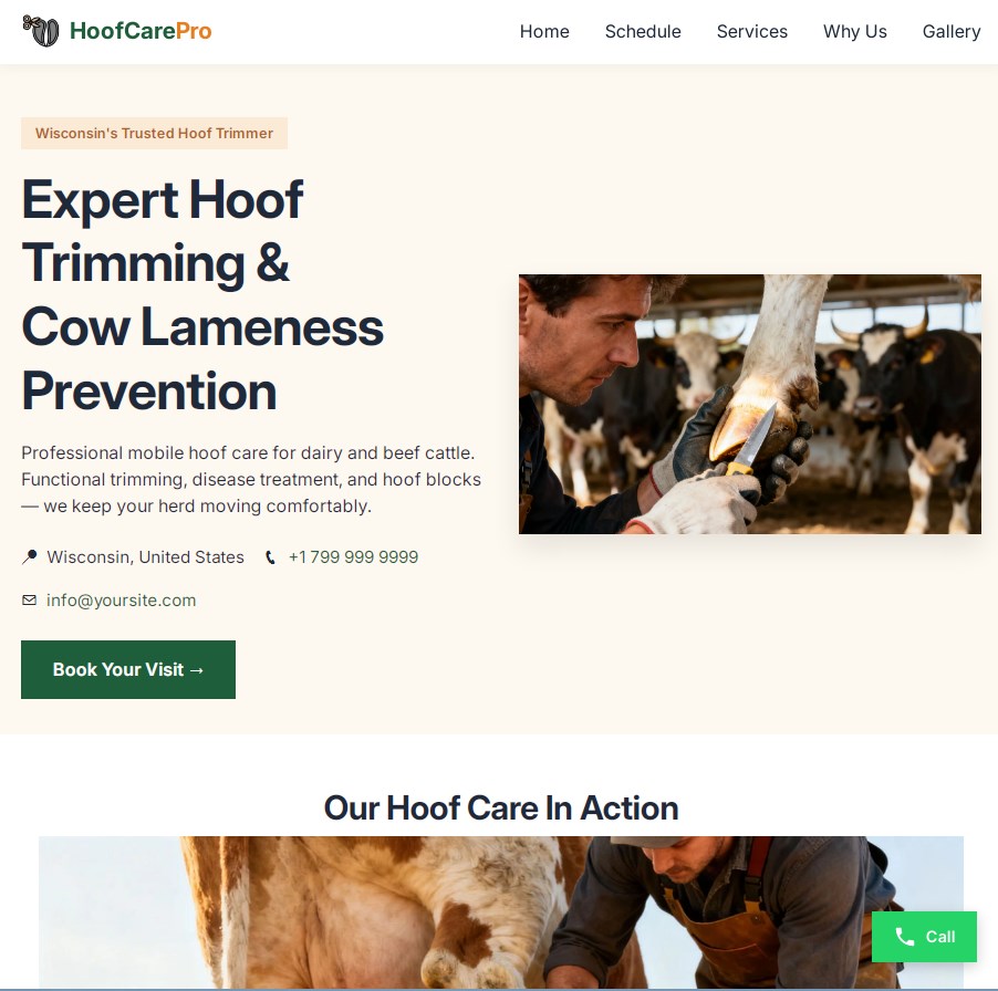 landing page for hoof trimmer
