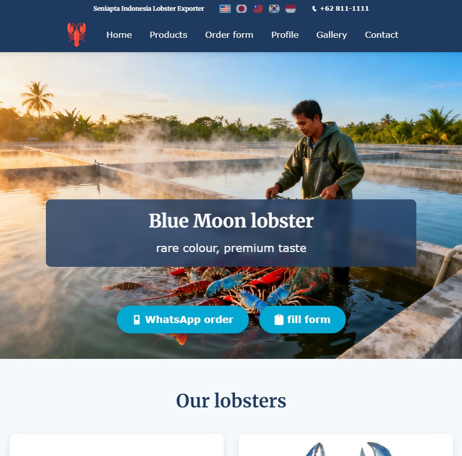 Web for lobster exporter
