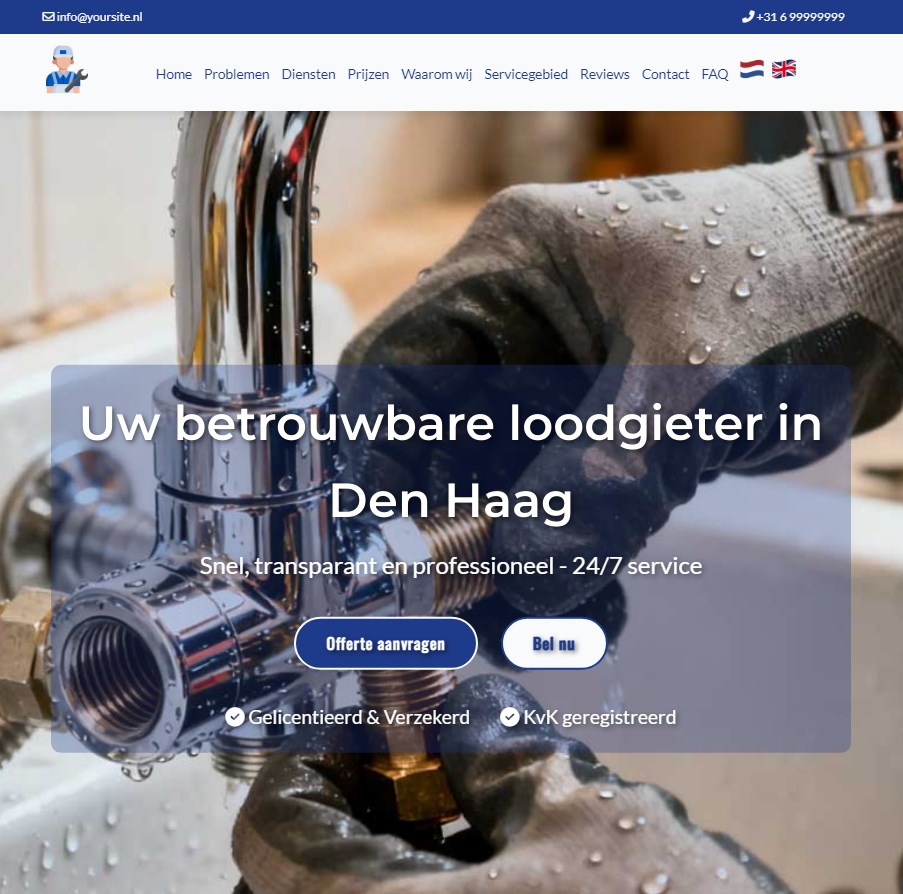 web for plumber comany nederlands