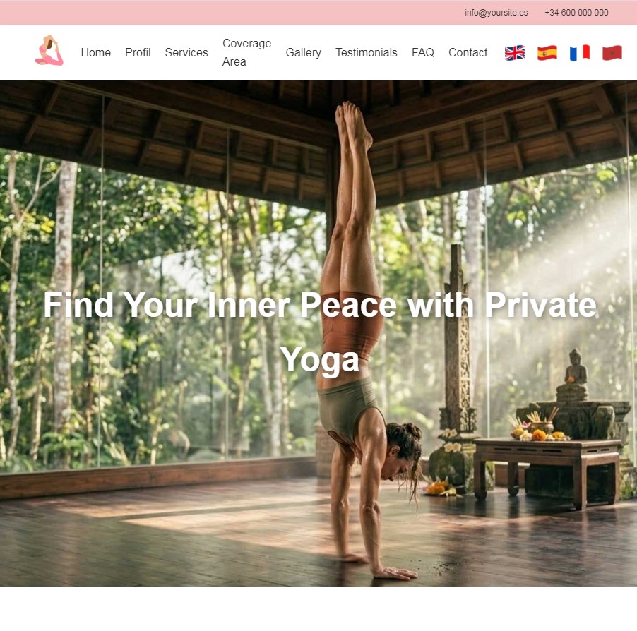 landing page for yoga